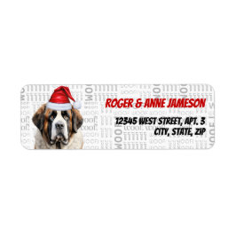 Etiqueta Cute Christmas Saint Bernard Dog Return Address