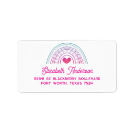Etiqueta Cute Colorful Boho Rainbow Return Address