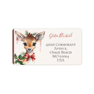 Etiqueta Cute deer whimsical boho Christmas custom