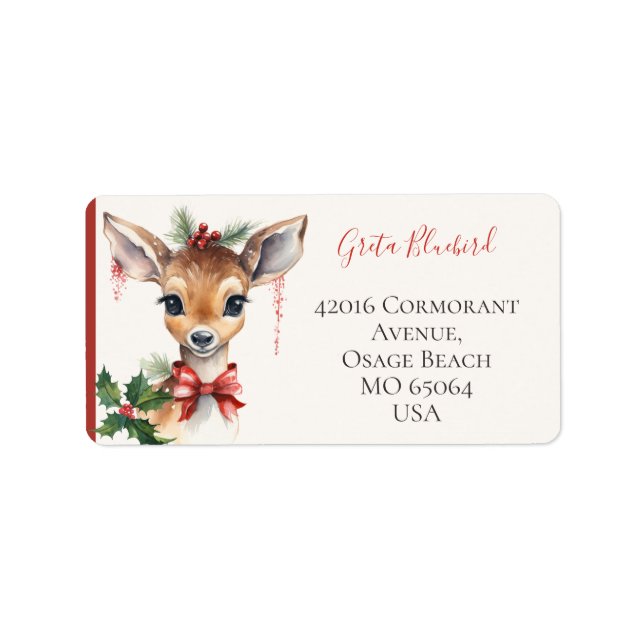 Etiqueta Cute deer whimsical boho Christmas custom (Frente)