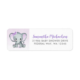 Etiqueta Cute Elephant Girl Balloons Baby Shower