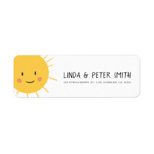 Etiqueta Cute Endereço de Devolução Sol Sorridente Moderno