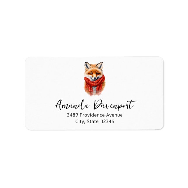 Etiqueta  Cute Fox in a Red Scarf Autumn Image Address (Frente)