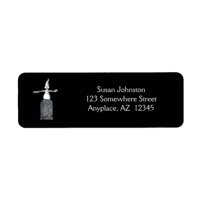 Etiqueta Cute Ghost Tombstone Halloween Endereço (Frente)