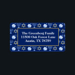 Etiqueta Cute Hanukkah Blue Menorah Dreidel Endereço de dev<br><div class="desc">Belo Hanukkah retorna etiquetas em azul bonito com um padrão legal de estrela judaica,  sonho para diversão jogos de Chanukah e menorah judaica para o feriado. Personalize essas etiquetas bonitas para combinar com as suas placas Hanukah.</div>