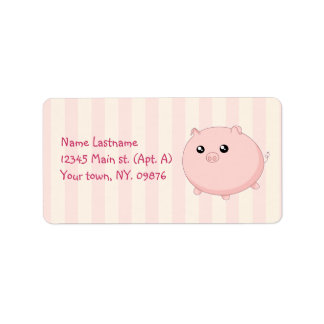 Etiqueta Cute Kawaii, porco rosa