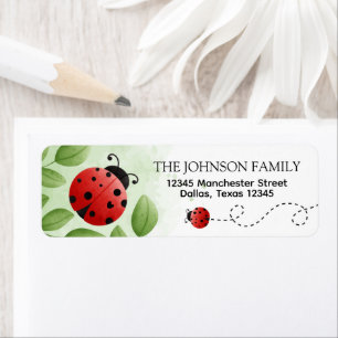 Etiqueta Cute Ladybug Baby Shower Return Address Label