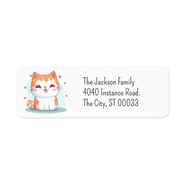 Etiqueta Cute Orange Tabby Kitten Kawaii Chibi (Frente)