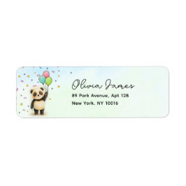 Etiqueta Cute Panda Balloon 1st Birthday Return Labels