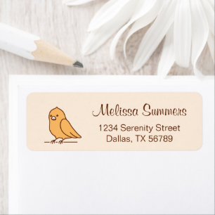Etiqueta Cute Parakeet Pet Bird Beige Return Address