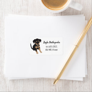 Etiqueta Cute Puppy Dog Black And Brown