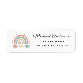 Etiqueta Cute  Rainbow Baby Shower Return Address Label