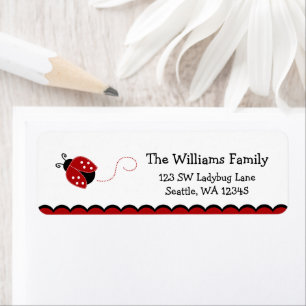Etiqueta Cute Red Ladybug Return Address Label
