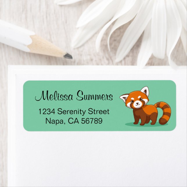 Etiqueta Cute Red Panda on Green (Insitu)