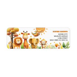 Etiqueta Cute Safari Animals ZOO Wildlife Return Address