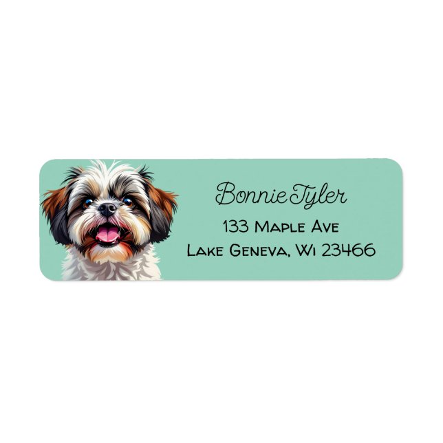 Etiqueta Cute Shih Tzu Puppy Dog Personalizado (Frente)