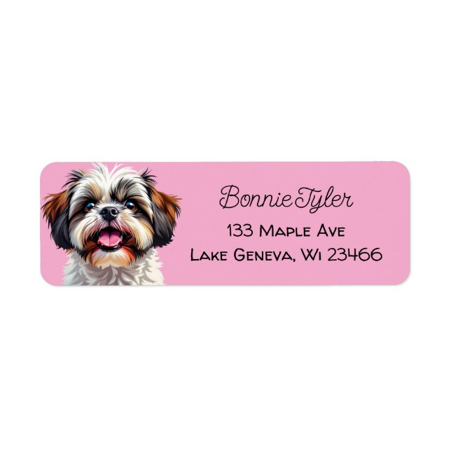 Etiqueta Cute Shih Tzu Puppy Dog Personalizado (Frente)