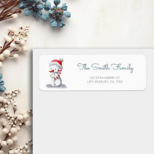 Etiqueta Cute Snowman Candy Cane Endereço de Retorno