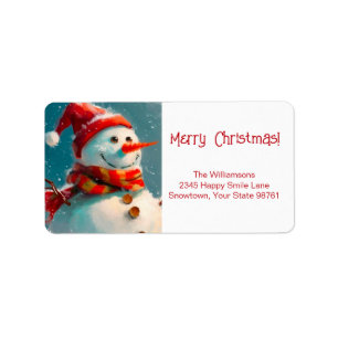 Etiqueta Cute Vintage Snowman Endereço de Regresso de Natal