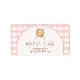 Etiqueta Cutie Pie Pastel Pink Gingham Baby Shower Address