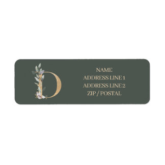Etiqueta D Monograma Floral Personalizado