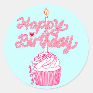 Etiqueta da arte do Doodle do cupcake do feliz