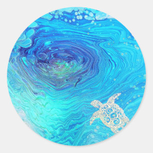 Etiqueta da arte do fluxo da tartaruga de mar