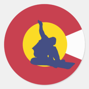 Etiqueta da bandeira de Colorado - Snowboarder -