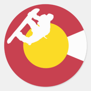 Etiqueta da bandeira de Colorado - Snowboarder -