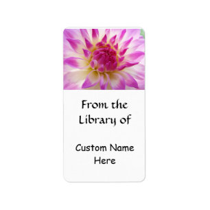 Etiqueta Da Biblioteca do Seu Nome Flores de Dahlia Rosa