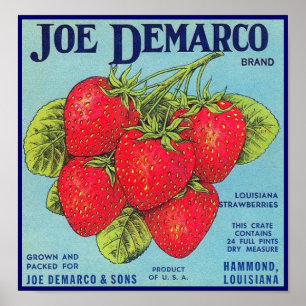 Etiqueta da caixa de Louisiana Stawberry - poster