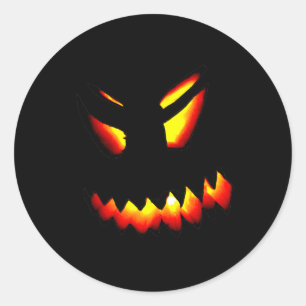 Etiqueta da cara da Jack-O-Lanterna do Dia das