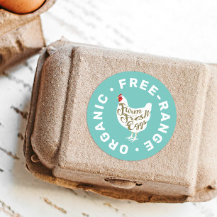 Etiqueta da cartonagem de frango fresco fazenda ov