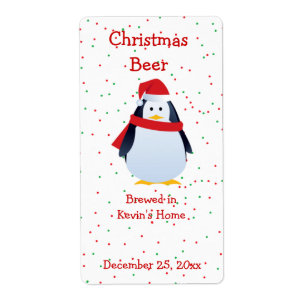 Etiqueta da cerveja do pinguim do Natal mini