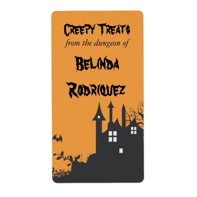 Etiqueta da cozinha da casa de Halloween (Frente)