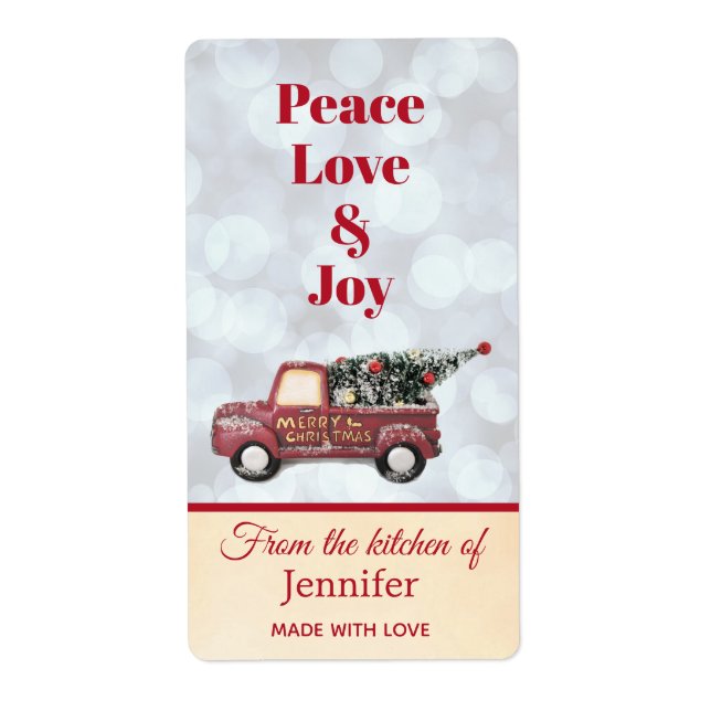 Etiqueta Da cozinha do caminhão de entrega de Natal (Frente)