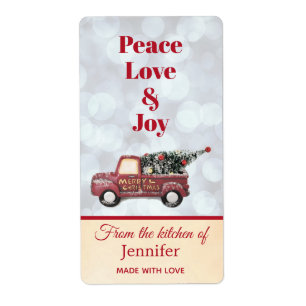 Etiqueta Da cozinha do caminhão de entrega do Natal