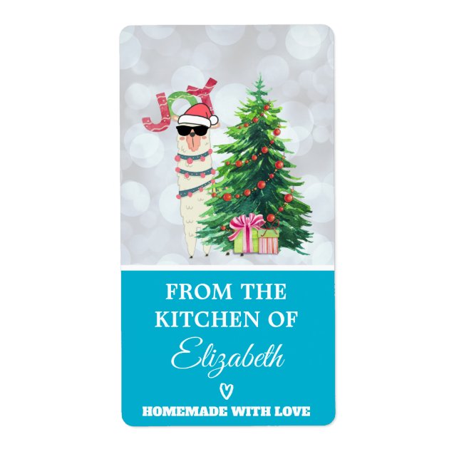 Etiqueta Da cozinha do Natal Llama (Frente)