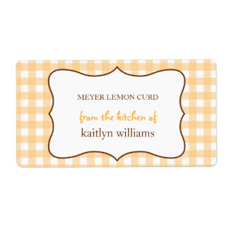 Etiqueta Da cozinha do rótulo personalizado de gingham lara