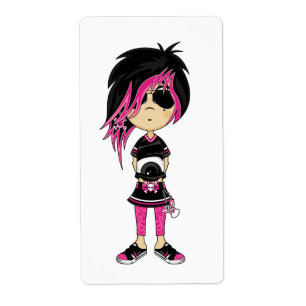 Etiqueta da etiqueta da menina do punk de Emo
