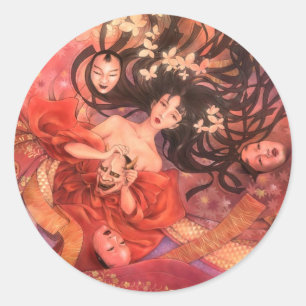 Etiqueta da fantasia da máscara de Noh do japonê