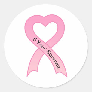 Etiqueta da fita do rosa do sobrevivente de 5 anos