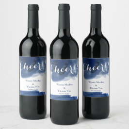 Etiqueta da garrafa azul-escura de água