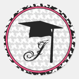 Etiqueta da graduação do monograma - Houndstooth