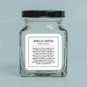 Etiqueta da Lista de Ingredientes de Borda Preta e