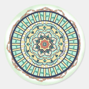 Etiqueta da mandala da fita de Lotus azul