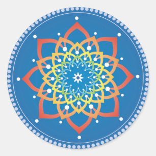Etiqueta da mandala de Lotus do arco-íris
