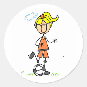 Etiqueta da menina do futebol