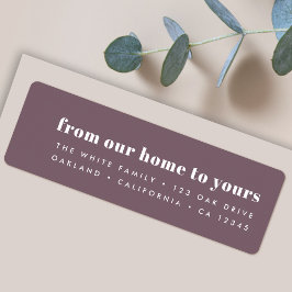 Etiqueta Da nossa casa para a sua | Roxo Mínimo Moderno