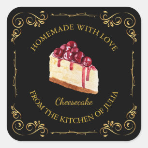 Etiqueta da Praça de Cheesecake caseira da Vintage